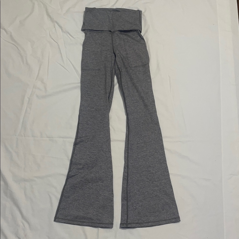 Aerie Gray High-Rise Fold Over Fleece Lined Leggings
